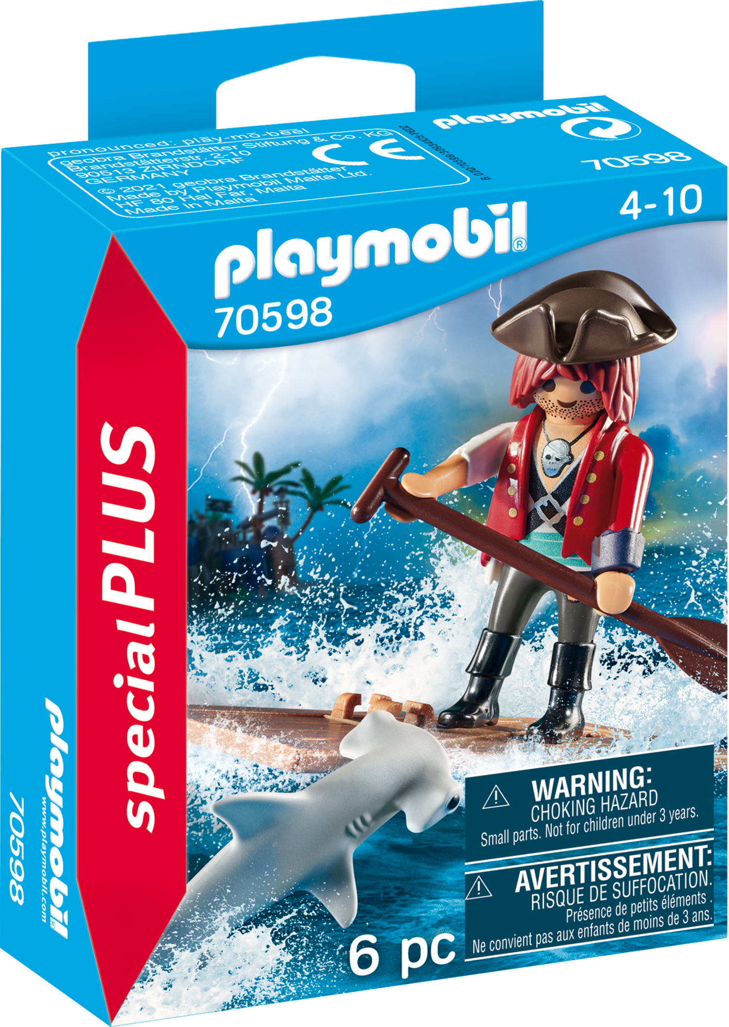 PLAYMOBIL 70598 Pirat mit Floß und Hammerhai